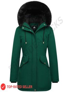 Women's Long Winter Down Coat Thicken Fleece Lined Puffer Jacket